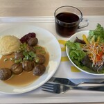 IKEA前橋スウェーデンレストラン - 料理写真:ミートボール8個、サラダ、ドリンクバー