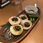 UMAMI日本酒弐番館 - 新玉葱とアスパラガスの田楽