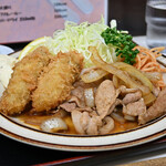 キッチン 南国 - カキフライ・しょうが焼き定食＠税込980円