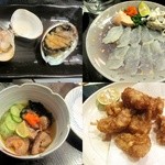 ずぼら - 2014/01おまかせ/かわはぎ刺し￥600/赤なまこ酢￥400/ふぐ唐揚げ￥500