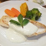 キッチン ブルー グローブ - 反対側から、ミントが乗っています