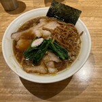 長岡食堂 - 醤油ラーメン麺増し　ほうれん草　メンマ　海苔