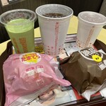 ロッテリア - 抹茶シェーキ、ウーロン茶、ジンジャーエールS
            半熟たまてりバーガー、ダブル絶品ビーフバーガー