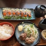 Washoku Higaya - 初鰹のっけ盛りと唐揚げ定食