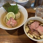 ヨコクラストアハウス - 昆布水つけ麺醤油大肉増味玉付き