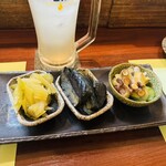 和彩むねや - セロリお浸し、茄子煮浸し、たこときゅうり酢みそ和え