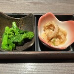 本家あべや - 菜の花と炙り鶏皮ポン酢