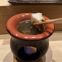 鮨 つきうだ - アワビのしゃぶしゃぶ-肝ソース-