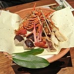 すみや亀峰菴 - 伊勢海老木の芽焼き　鯛酒塩焼き　海老芋田楽　はじかみ