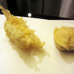 天ぷら すず航 - さくらコース キス、マッシュルーム