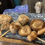 野菜巻き串 薄田商店 - レアささみ、しいたけ