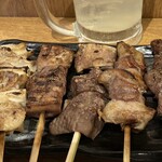 もつ焼きばん - もつ焼き盛合わせ5本塩