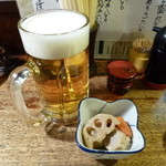 煮込 千成 - 2014.02 生ビールは６００円でした。