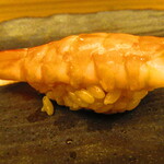 鮨処 凜 - ランチおまかせセット１０貫・凛　日替わり汁物付き　３５００円（税込）　握り-５　蒸し海老【２０２４年３月】