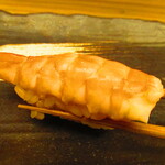 鮨処 凜 - ランチおまかせセット１０貫・凛　日替わり汁物付き　３５００円（税込）　握り-５　蒸し海老【２０２４年３月】