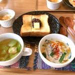 Soup&Cafe Moyaiko - スープセットW＋小倉バタートースト変更。900+150円