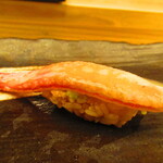 鮨処 凜 - ランチおまかせセット１０貫・凛　日替わり汁物付き　３５００円（税込）　握り-８　ズワイ【２０２４年３月】