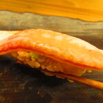 鮨処 凜 - ランチおまかせセット１０貫・凛　日替わり汁物付き　３５００円（税込）　握り-８　ズワイ【２０２４年３月】