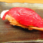 鮨処 凜 - ランチおまかせセット１０貫・凛　日替わり汁物付き　３５００円（税込）　握り-７　本鮪赤身【２０２４年３月】