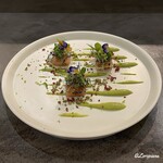 カーサ・デル・チーボ - 鰊の冷製燻製を十和田産の本山葵を使ったわさびソースとともに