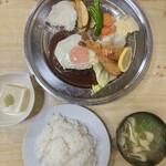日多地 - 料理写真:「ハンバーグと海老フライ定食」@1350