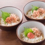 Ochazuke（boiled rice with tea）(salmon and plum) / Inaniwa udon