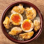 Ajillo with chicken and soft-boiled egg