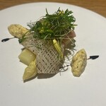 restaurant.m - 佐賀県産白アスパラガス　スミイカ　イベリコ豚　生ハム　タルタルソース