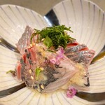 Kagurazaka Sushi Yasaka - 大分豊後あじ胡麻ダレ掛け