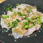 洋食 おがた - 長崎五島 活ヒラマサ カルパッチョ ポン酢と山わさび