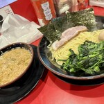 家系ラーメン王道 神道家 - コテつけ麺大、ほうれん草トッピング