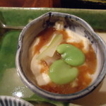 志蕎庵 江月 - 前菜（空豆、湯葉の合わせ味噌酢味噌和え）