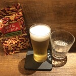 麹町いづみや しろ - あがりビール・あげ塩いかあられ 