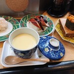 すし丸 - 茶碗蒸し、貝柱、うなぎ、北海三昧(うに、いくら、かに身)