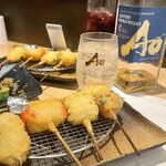 串揚げ 和が家 - 芽キャベツ、紅生姜、オクラ、菜の花！
