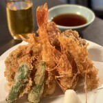 登良屋 - 天ぷら一人前盛り、えび追加
