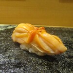 鮨旬美西川 - 三河湾の赤貝、青混ぜ海苔。