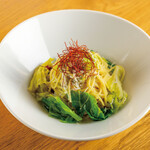 Peperoncino with whitebait and spring cabbage from Wakayama, colatura flavor (fish sauce)