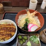 東家 - えび天おろし+ミニソースかつ丼