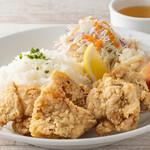 Beer Hall fried chicken plate (comes with salad, rice, and soup)