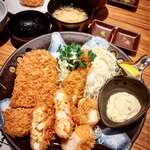 Kiwami Tonkatsu Katsuki - 四元豚ロースカツ&たけのこ海老カツ膳(ロースカツ&海老カツ&たけのこのカツ)2,013円