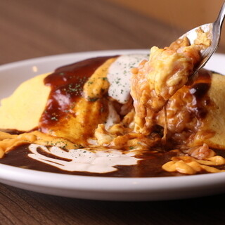 The famous Omelette Rice, where you can customize the sauce and rice to your liking.