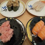 南房総 やまと寿司 カメイドクロック店 - 上中落ち　なめろう　赤海老　サーモン