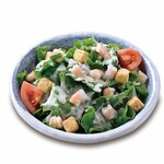 Caesar salad with lots of shrimp