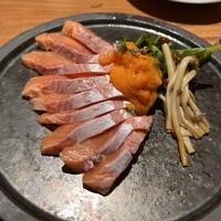 炭焼 うな富士 有楽町店 - ▪️桜マスのルイベ黄身酢かけ¥1.340
                    ※後会計　カード可 
                    ※滞在90分制限あり