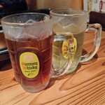Taishuu Yakiniku Kojima - ノンアルで乾杯。黒ウーロン茶とジャスミン各290円だったかな？