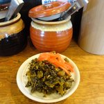 麺堂　香 - 目の前にある「辛子高菜」と「紅生姜」