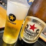 一笑一杯 - 瓶ビール（赤星）@¥500