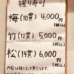 すし耕 - メニュー