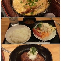 本格肉料理 丸小 - 上:カツ煮、下:和風ハンバーグ
